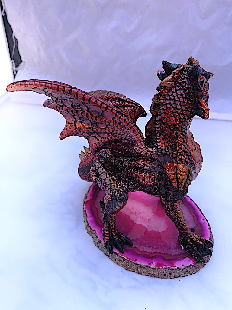 Dragon violet sur pierre d'Agate Rose (copie)