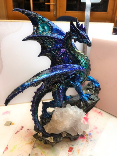 Grand dragon bleu avec cristaux VENDU